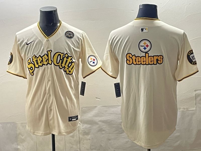 Men 2025 Nike Pittsburgh Steelers Blank Cream Limited NFL Jersey style 09->dallas cowboys->NFL Jersey